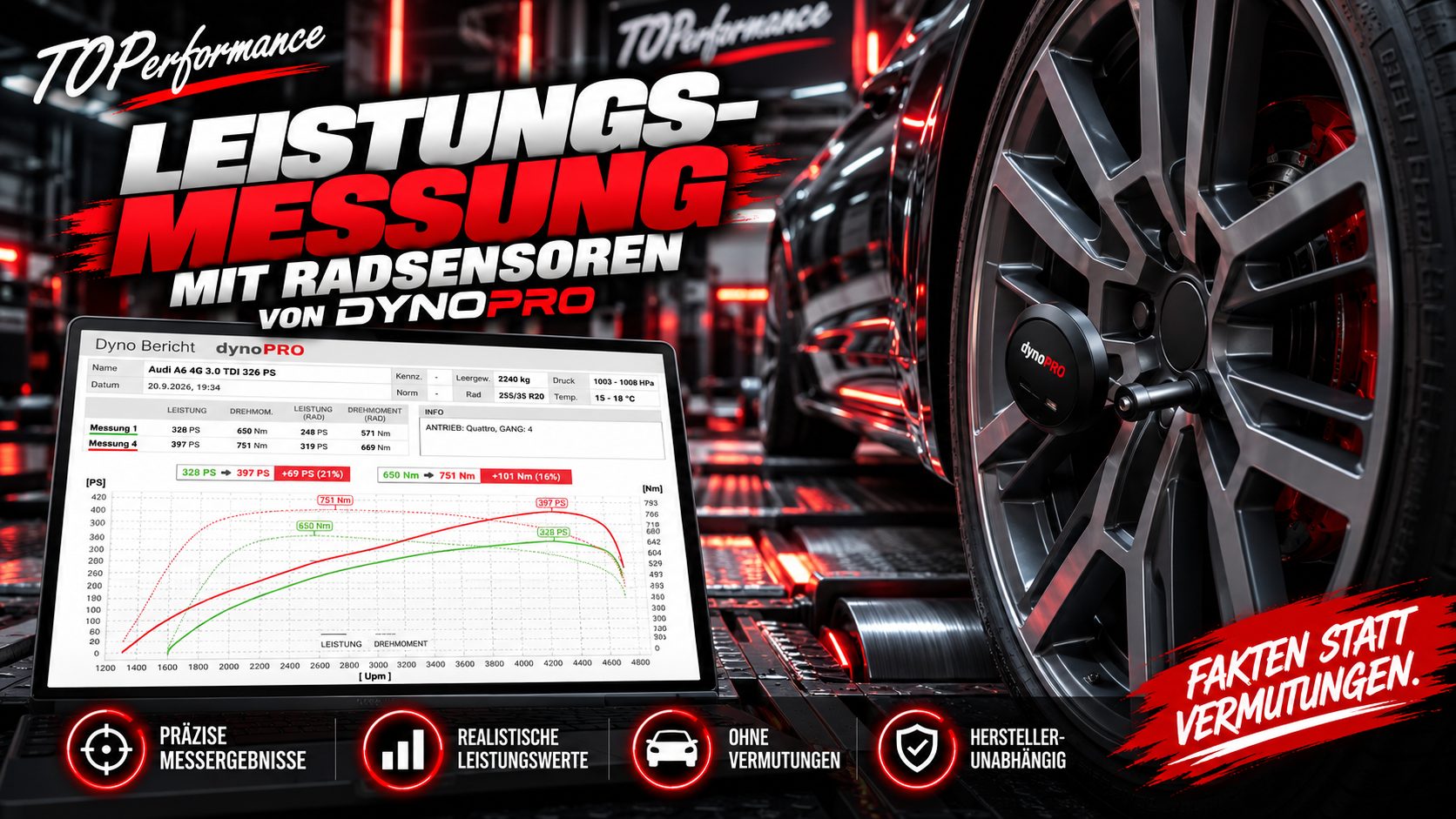Leistungsmessung vor und nach dem Chiptuning